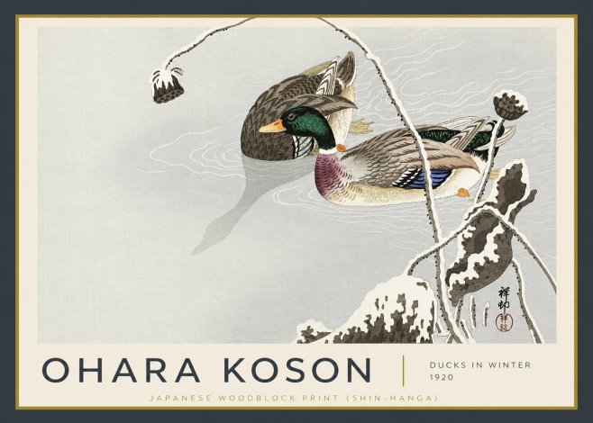 Ohara Koson Ducks in Winter No5 - Affiche