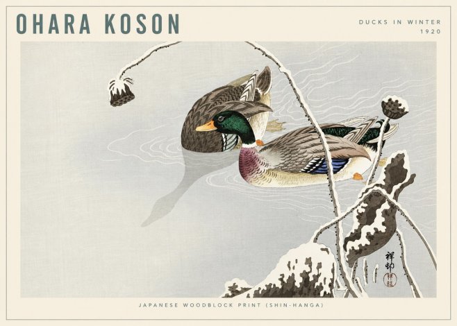 Ohara Koson Ducks in Winter No6 - Affiche