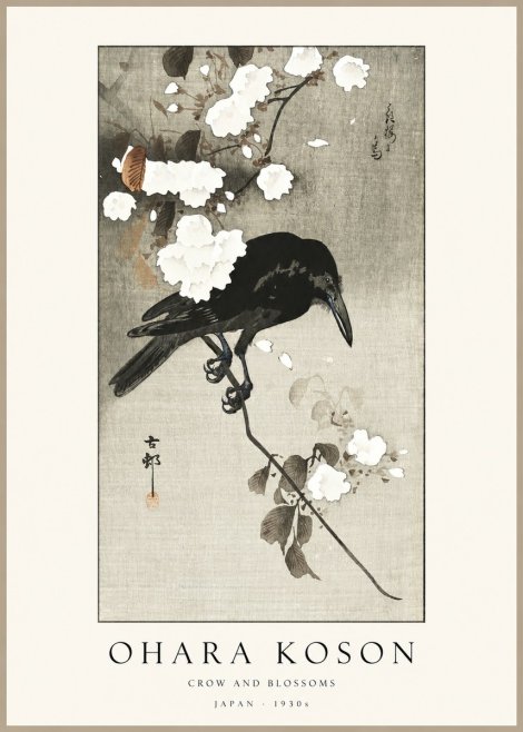 Ohara Koson Crow and Blossoms II No1 - Affiche