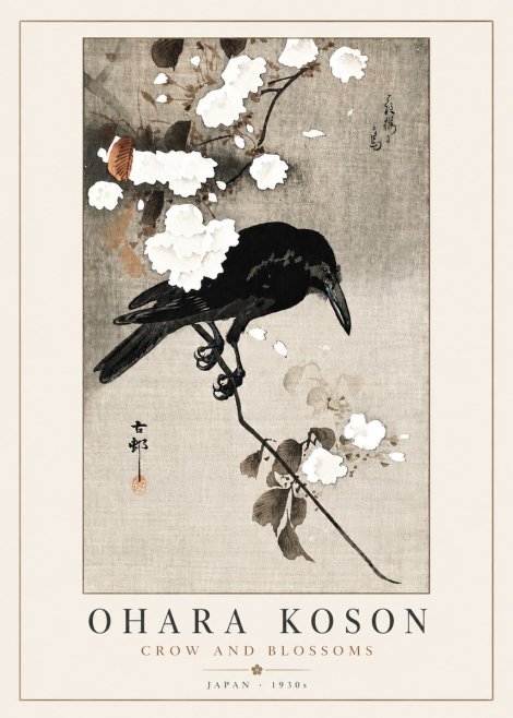 Ohara Koson Crow and Blossoms II No4 - Affiche