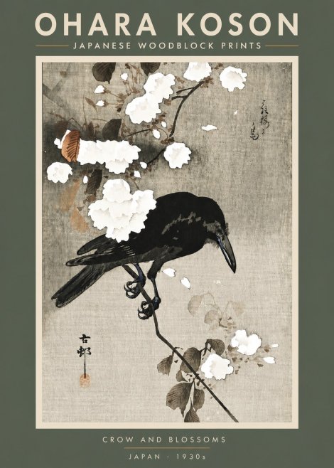 Ohara Koson Crow and Blossoms II No5 - Affiche