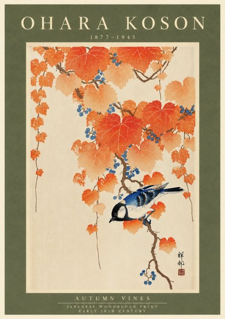 Ohara Koson Autumn Vines No3 - Affiche