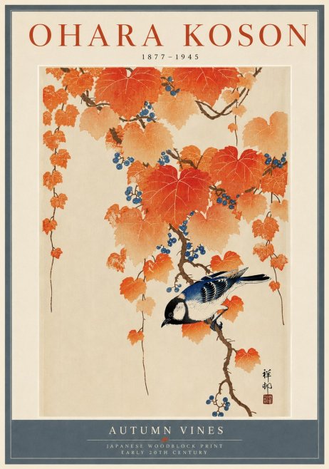 Ohara Koson Autumn Vines No6 - Affiche