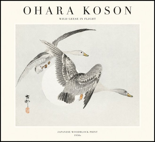 Ohara Koson Wild Geese in Flight I No1 - Affiche