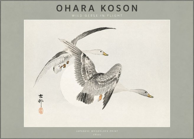Ohara Koson Wild Geese in Flight I No2 - Affiche