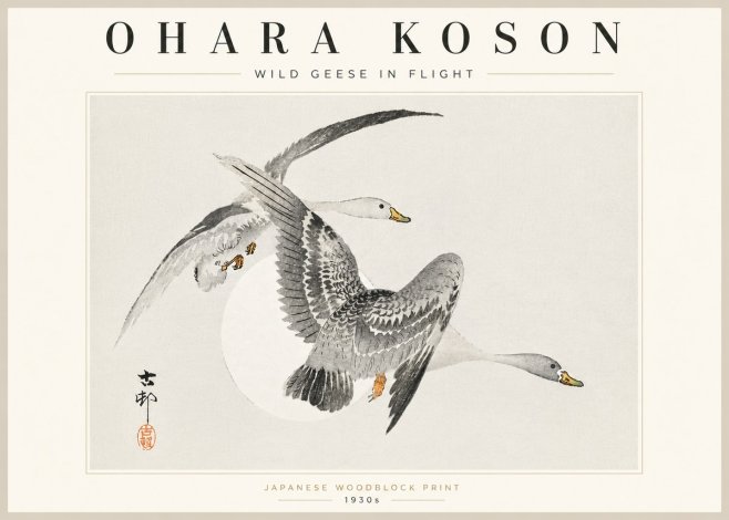 Ohara Koson Wild Geese in Flight I No5 - Affiche