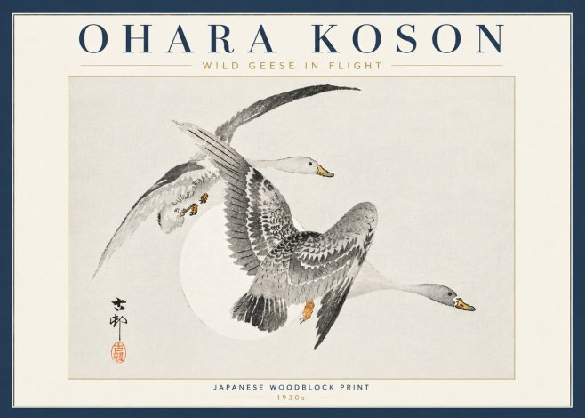 Ohara Koson Wild Geese in Flight I No6 - Affiche