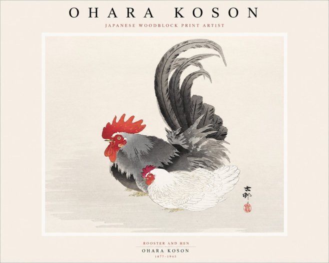 Ohara Koson Rooster and Hen I No1 - Affiche