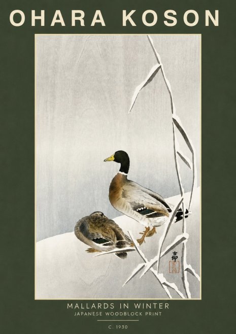 Ohara Koson Mallards in Winter No5 - Affiche