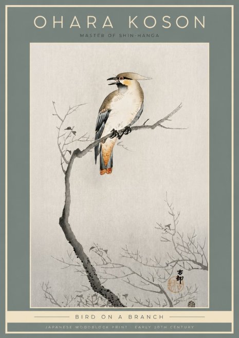Ohara Koson Bird on a Branch I No2 - Affiche