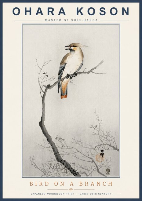 Ohara Koson Bird on a Branch I No4 - Affiche