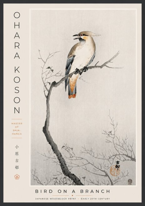 Ohara Koson Bird on a Branch I No5 - Affiche