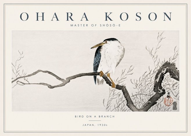 Ohara Koson Bird on a Branch II No4 - Affiche
