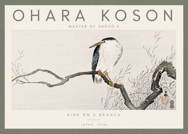 Ohara Koson Bird on a Branch II No5 - Affiche