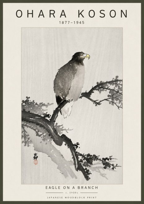 Ohara Koson Eagle on a Branch I No6 - Affiche