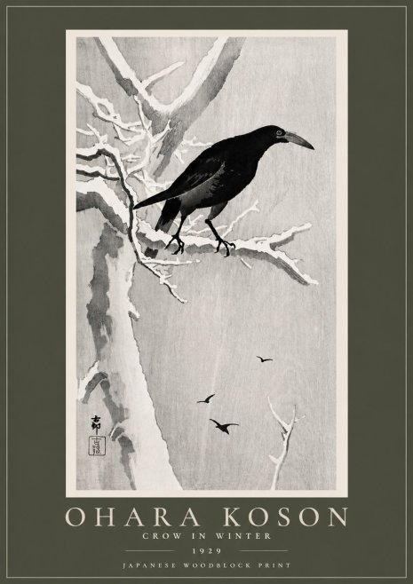 Ohara Koson Crow in Winter I No5 - Affiche