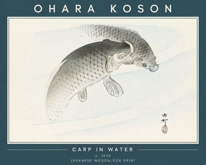 Ohara Koson Carp in Water No2 - Affiche