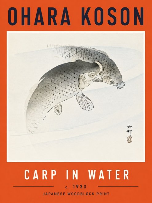 Ohara Koson Carp in Water No6 - Affiche