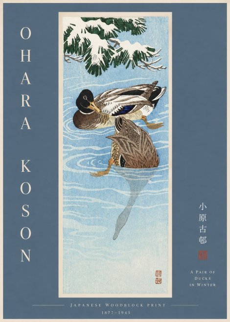 Ohara Koson A Pair of Ducks in Winter No2 - Affiche