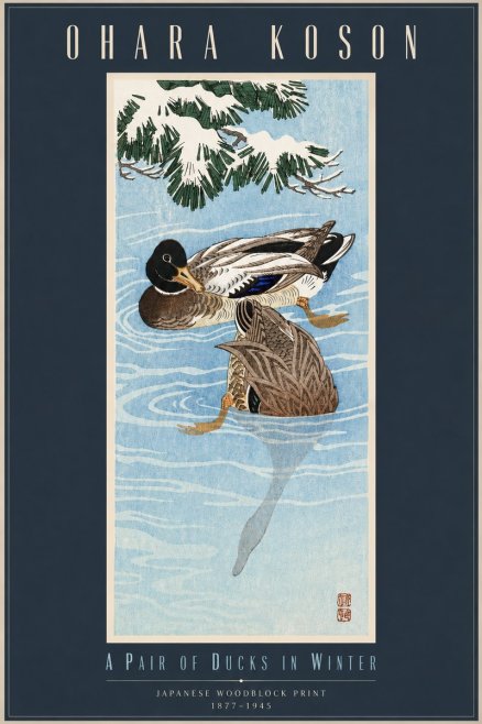 Ohara Koson A Pair of Ducks in Winter No5 - Affiche