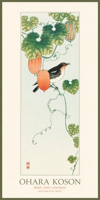 Ohara Koson Bird and Gourds No1 - Affiche