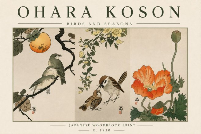 Ohara Koson Birds and Seasons No6 - Affiche