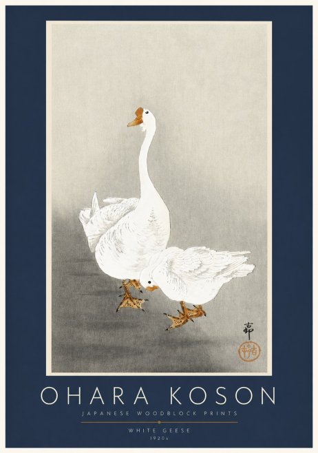 Ohara Koson White Geese No2 - Affiche