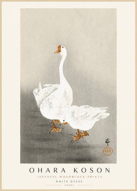 Ohara Koson White Geese No3 - Affiche