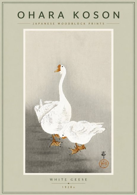 Ohara Koson White Geese No6 - Affiche