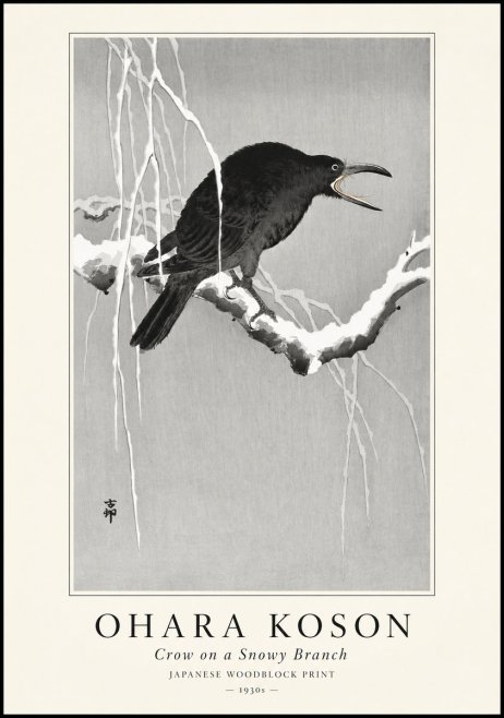Ohara Koson Crow on a Snowy Branch II No1 - Affiche