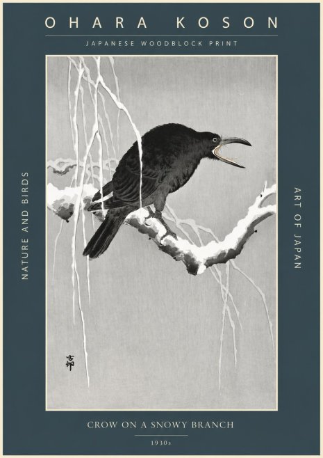 Ohara Koson Crow on a Snowy Branch II No2 - Affiche