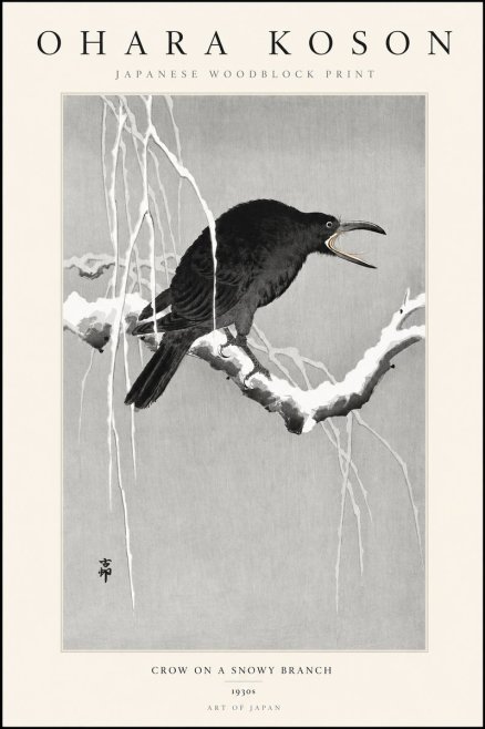 Ohara Koson Crow on a Snowy Branch II No3 - Affiche
