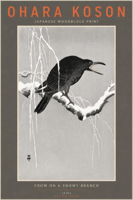 Ohara Koson Crow on a Snowy Branch II No4 - Affiche