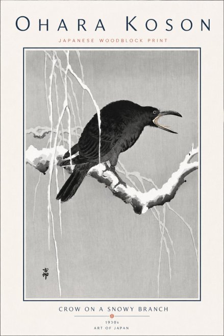 Ohara Koson Crow on a Snowy Branch II No6 - Affiche