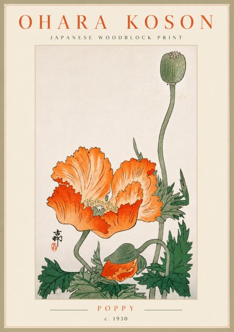Ohara Koson Poppy No6 - Affiche