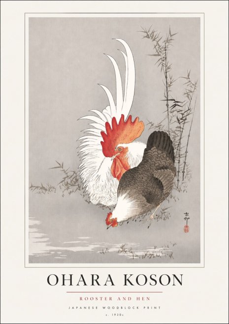 Ohara Koson Rooster and Hen II No3 - Affiche
