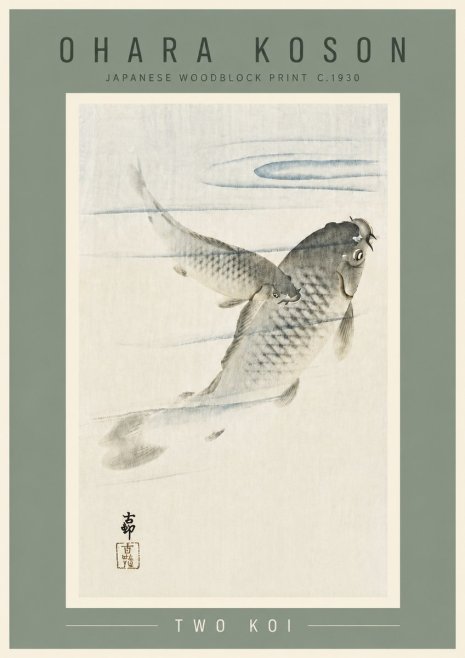 Ohara Koson Two Koi I No6 - Affiche