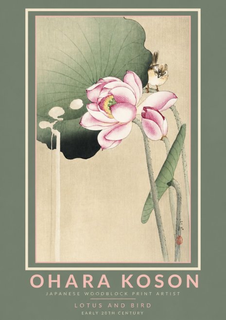Ohara Koson Lotus and Bird No2 - Affiche