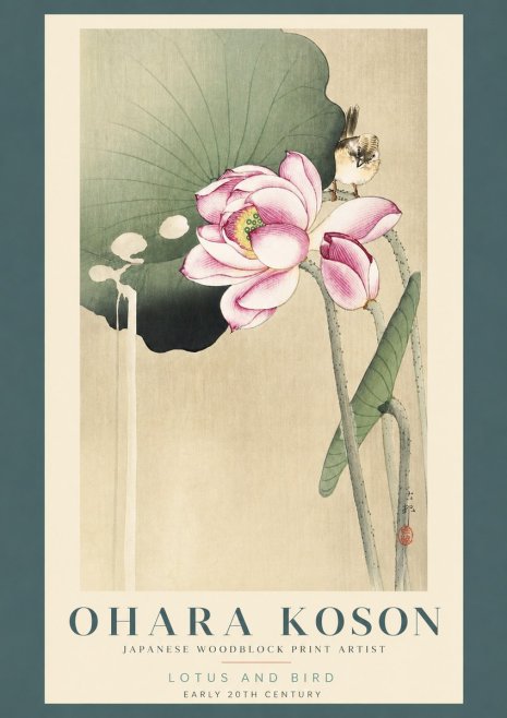 Ohara Koson Lotus and Bird No3 - Affiche