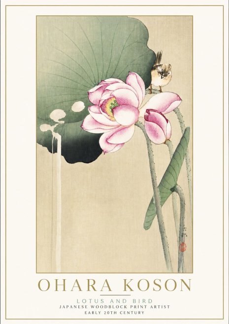 Ohara Koson Lotus and Bird No5 - Affiche