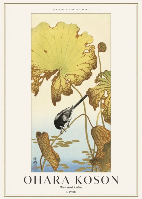 Ohara Koson Bird and Lotus No1 - Affiche