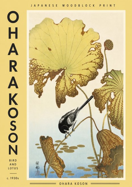 Ohara Koson Bird and Lotus No4 - Affiche