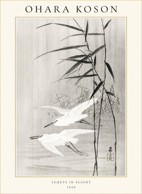 Ohara Koson Two Herons and Reeds No2 - Affiche