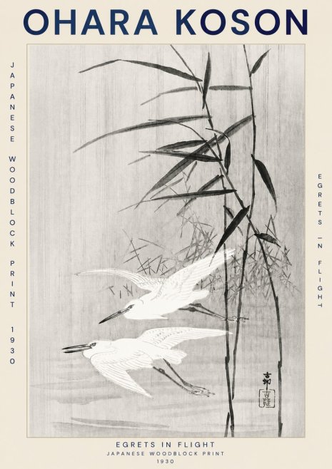 Ohara Koson Two Herons and Reeds No3 - Affiche
