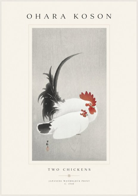 Ohara Koson Two Chickens No1 - Affiche