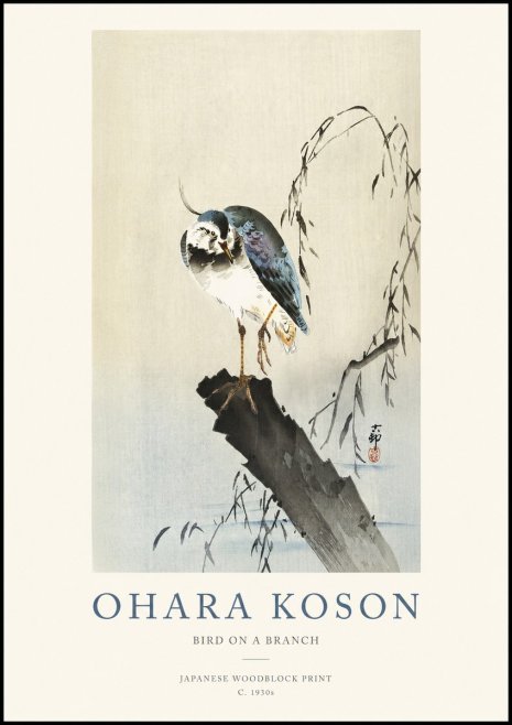 Ohara Koson Bird on a Branch III No1 - Affiche