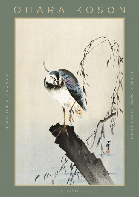 Ohara Koson Bird on a Branch III No2 - Affiche