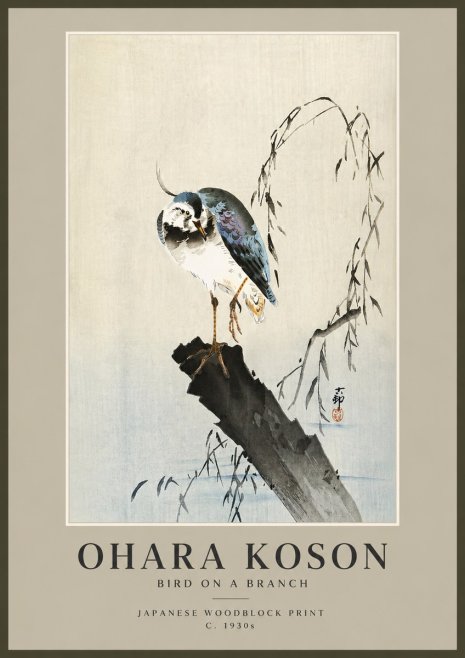 Ohara Koson Bird on a Branch III No6 - Affiche