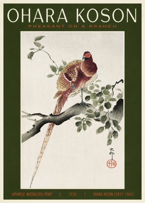 Ohara Koson Pheasant on a Branch No2 - Affiche