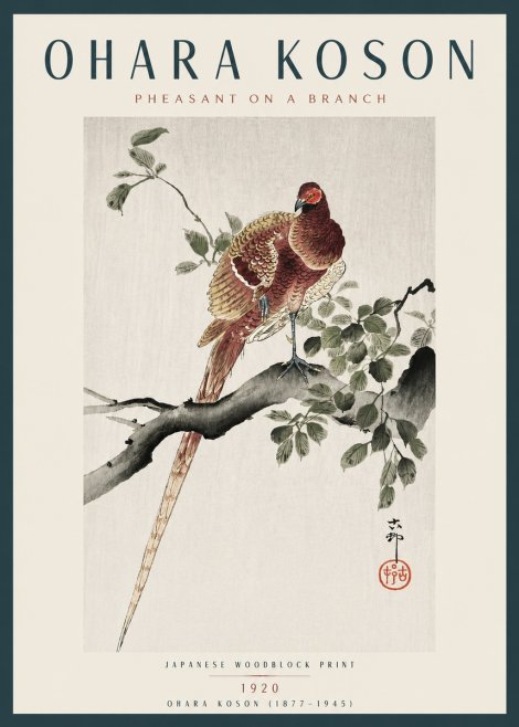 Ohara Koson Pheasant on a Branch No4 - Affiche